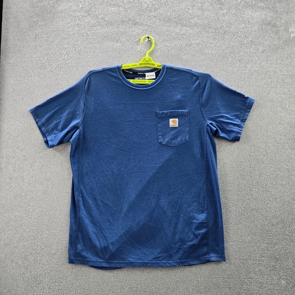 Carhartt Men Shirt L Blue Gorpcore Logo Pocket Short Sleeve Work